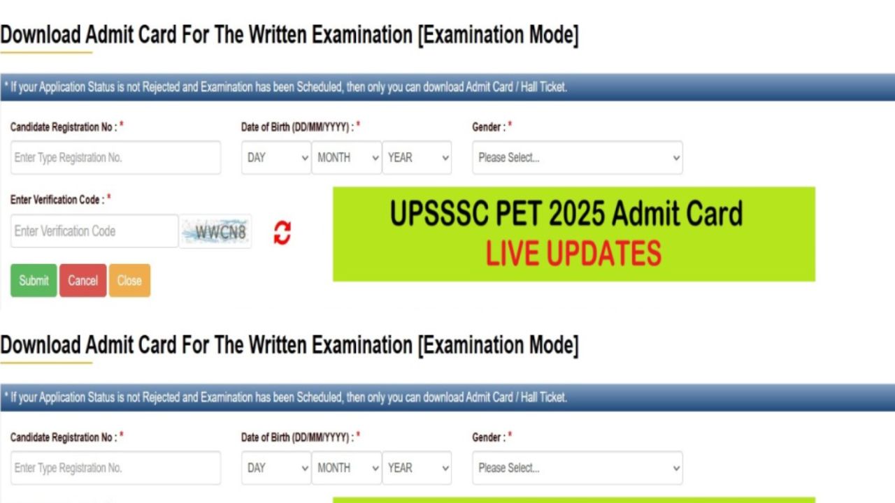 UPSSSC PET Exam City Slip 2025 Live